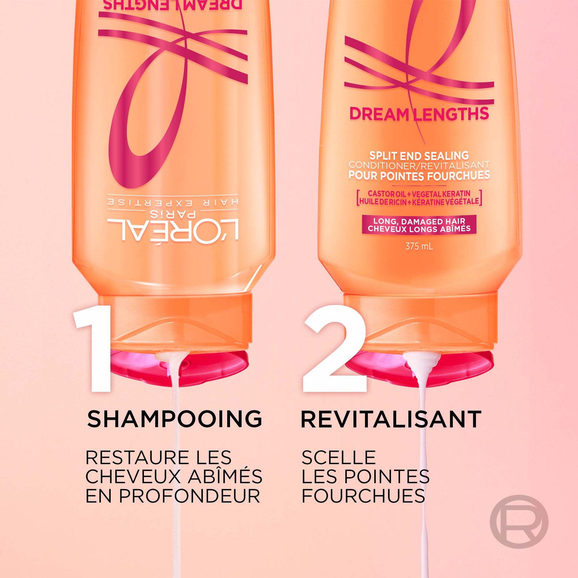 1 bouteille de shampoing et de revitalisant dream lenghts